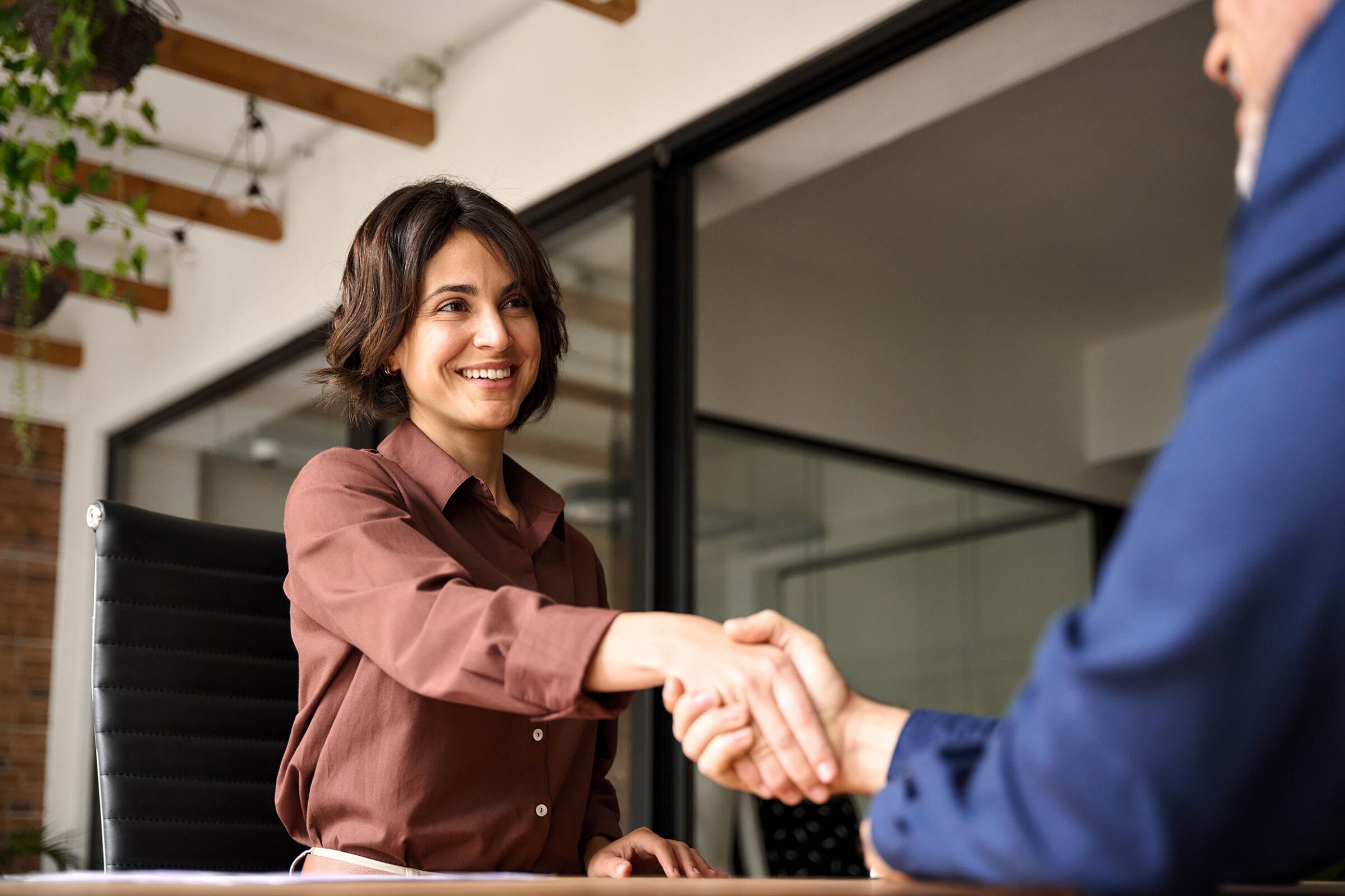 professionals shaking hand during meeting or interview